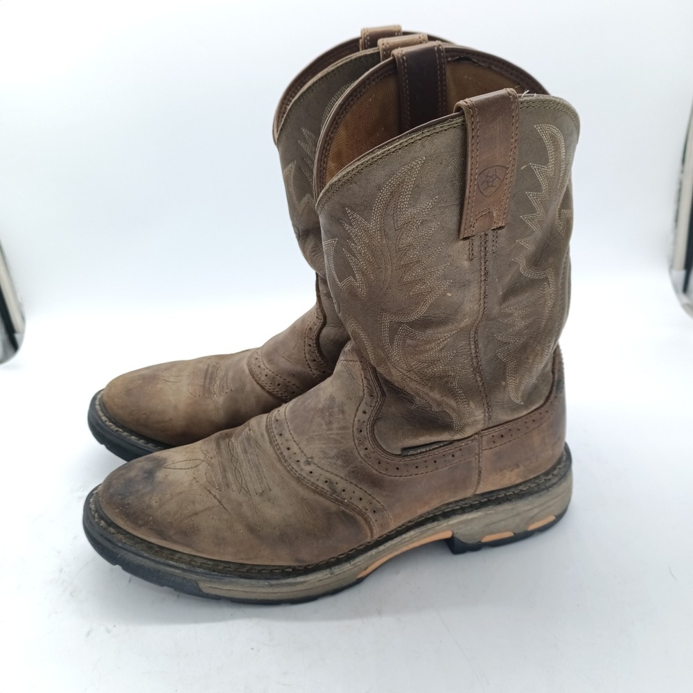 Ariat Workhog Brown Leather Western Work Boots Mens 12D 10001188 EH Rated s1
